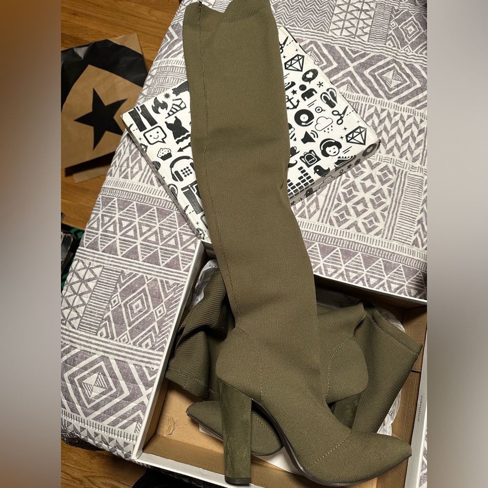 Thigh high heeled boots